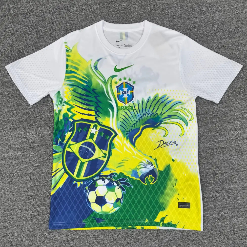 Maillot Brésil Perroquet Blanc 2025/2026